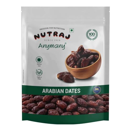 Nutraj Arabian Dates 1kg (500g X 2) Pouch | Khajur | Dry Fruits and Nuts | Grocery