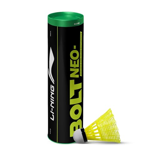 Li-Ning Bolt Neo Nylon Badminton Shuttlecocks (Yellow, Slow Speed) | High Quality | Syn…
