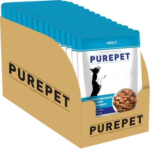 PUREPET All Life Stages Wet Dog Food, Chicken and Vegetable Chunks in Gravy, 15 Pouches…