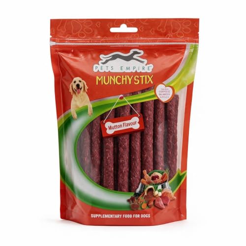 PETS EMPIRE Munchy Stix Dog Treats, Mutton Flavour - Soft Chewy Sticks, Supplementary F…