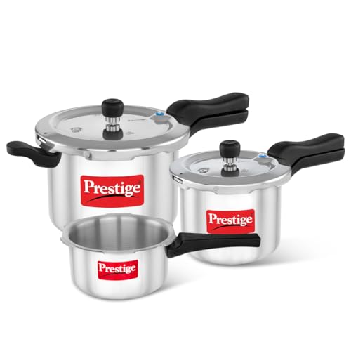 Prestige 2 Litre + 3 Litre + 5 Litre Aluminium Svachh Outer Lid Pressure Cooker Combo w…