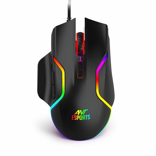 Ant Esports GM320 RGB Wired Gaming Mouse, 12800 DPI Optical Sensor, 8 Programmable Butt…