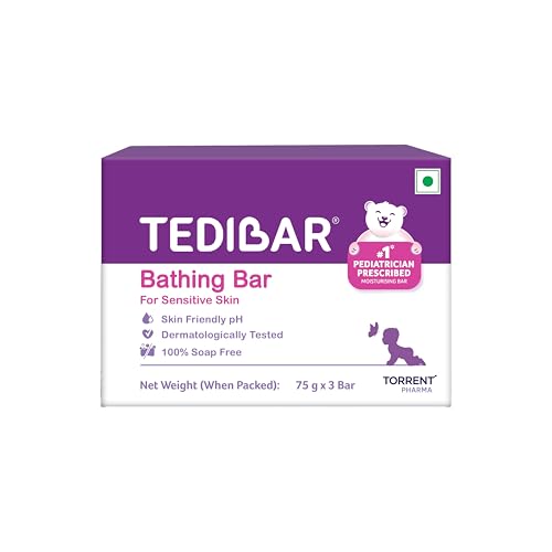 Tedibar Moisturising Baby Bathing Bar 75gx3 (Pack of 1) 100% Soap Free No. 1* Pediatric…