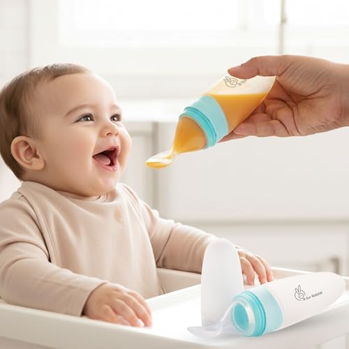 R for Rabbit First Feed Food Feeder for Kids, 90ml Capacity, Premium Soft Silicone Spoo…