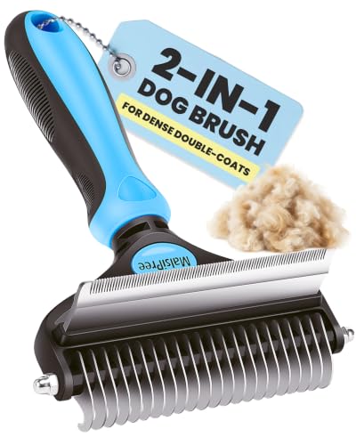 MalsiPree Pet Grooming Brush for Dogs/Cats,2 in 1 Deshedding Tool & Undercoat Rake Dema…
