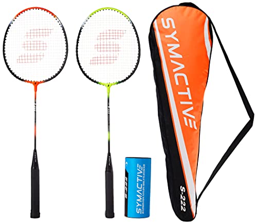 Amazon Brand - Symactive Badminton Kit with 2 Racquets & Nylon Shuttles | for Intermedi…