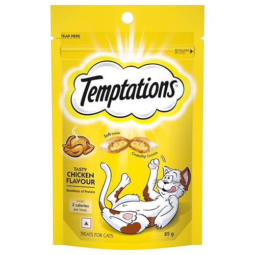 Temptations Crunchy Cat Treats, Tasty Chicken Flavour, 85 g, Goodness of Protein, Vitam…