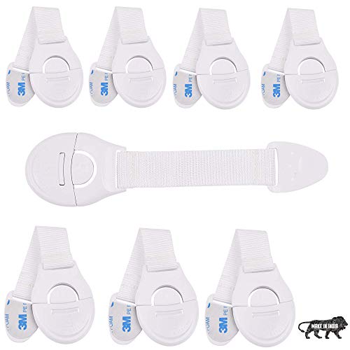 KitschKitsch Baby Safety Plastic Drawer Locks White (Pack of 8) MADE IN INDIA