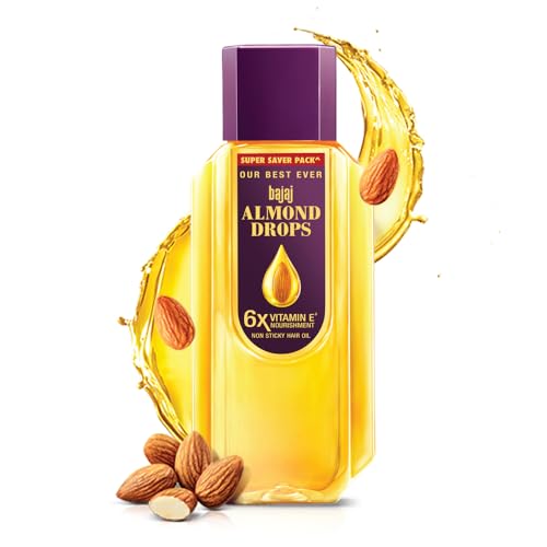 Bajaj Almond Drops Hair Oil, 625ml, Light & Non-Sticky with 6X Vitamin E for 2X Hair fa…