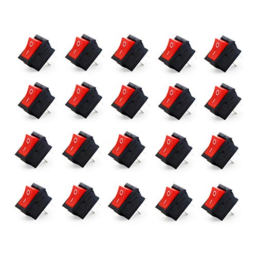Electronic Spices (20psc) Small Mini Boat On/Off Rocker Switch Snap-in 2-Pin Red Plasti…