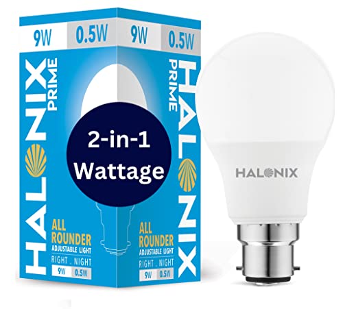 Halonix 2 in 1 All Rounder 9W,0.5W B22D Led Bulb Cool White & Off White,Pack of 1, Mult…