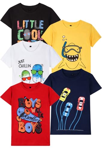 T2f Boys' Regular Fit Tshirt (Pack of 5) (BYS-TSRT-02_Multicolor 2_2-3 Years)