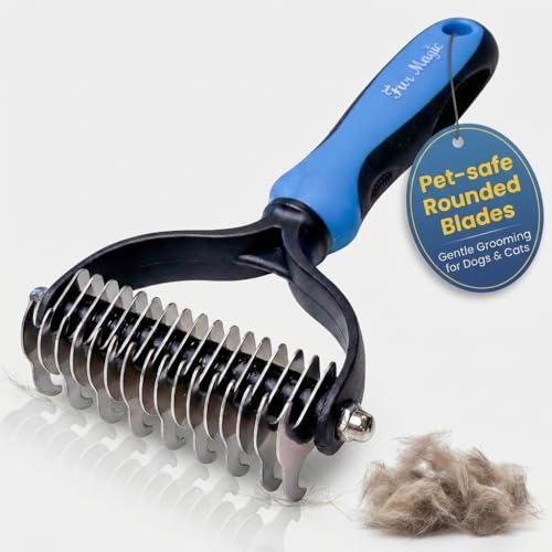 Fur Magic Dematting Comb for Dogs – Pet Deshedding Tool for Removing Loose Undercoat, K…