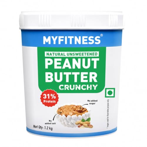 MYFITNESS All Natural Peanut Butter Crunchy 1.2kg | 31g Protein | Unsweetened | No Adde…