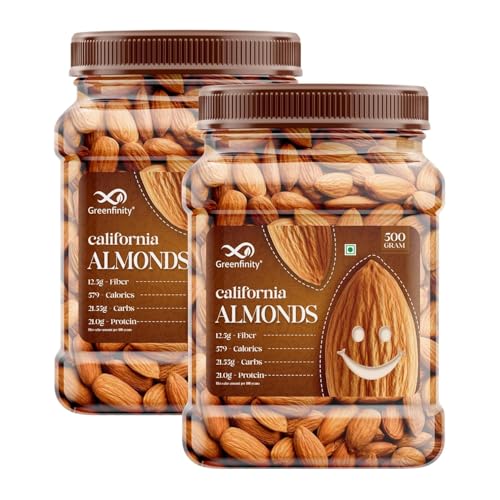 GreenFinity Natural Premium Californian Almonds 1 Kg Value Pack Pouch Nutrient-Rich Sna…
