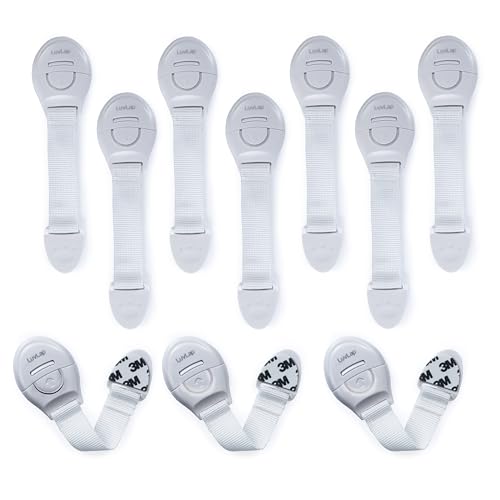 LuvLap Baby Safety Furniture Locks, Pack of 10, Adjustable and Flexible with 3M Adhesiv…
