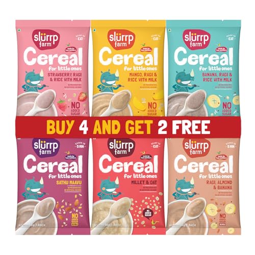 Slurrp Farm No Added Sugar, No Salt Multigrain Cereals Trial Pack Combo | Goodness of M…