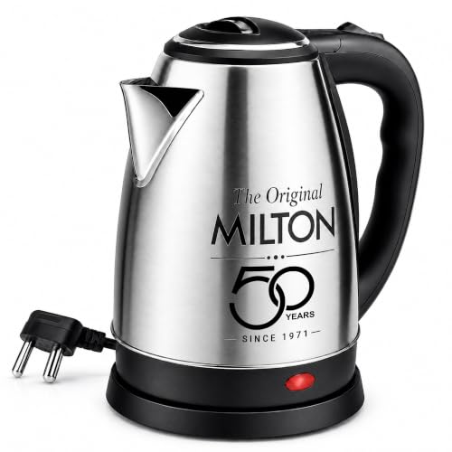 Milton Euroline Go Electro Stainless Steel Electric Kettle 1.2L, 1350 Watts, Portable E…