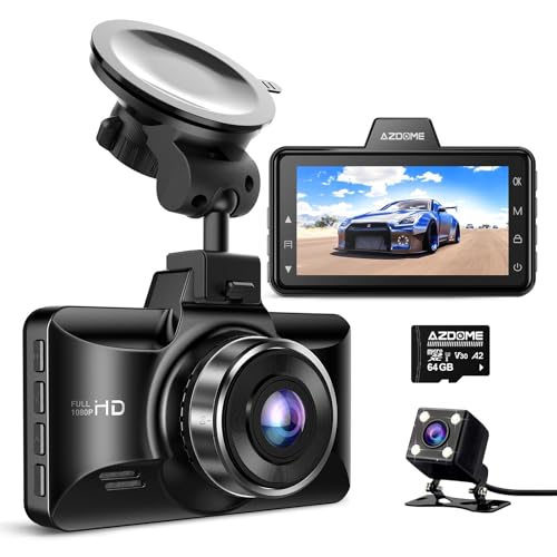 AZDOME Dual Dash Cam for Car Front Rear, 1080P FHD, Night Vision, G-Sensor