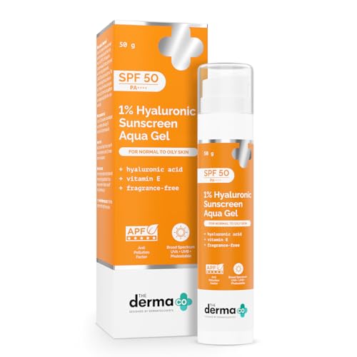 The Derma Co 1% Hyaluronic Sunscreen Aqua Gel SPF 50 PA++++ | Hydrating, Lightweight &…