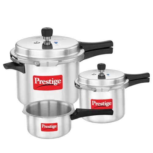 Prestige 2 Litre + 3 Litre + 5 Litre Aluminium Popular Max Outer Lid Pressure Cooker Co…