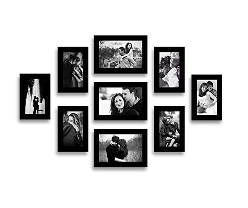 Stuthi Arts Wood MDF Photo Frame With Glass (Black,9 Photos) Wall Mount, Rectangular, 5…