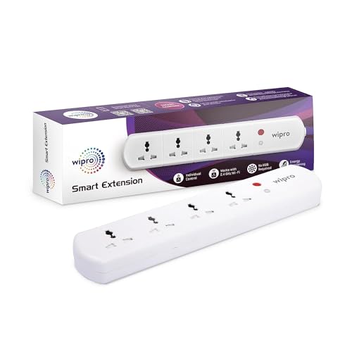 Wipro Smart Wi-Fi Extension Board with 4 Universal Socket| Voice control with Alexa and…