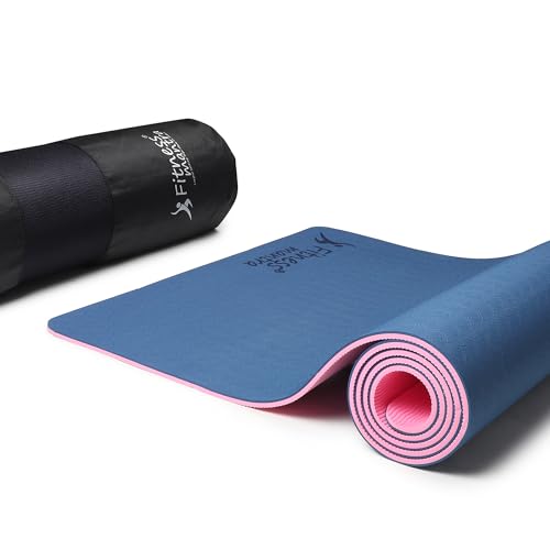Fitness Mantra® TPE Dual Color Anti-Slip Yoga Mat with Cover Bag for Gym Workout and Yo…