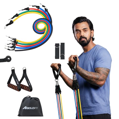 Boldfit Resistance Band Set with Handles, Portable Toning Tubes with Door Anchor & Foam…