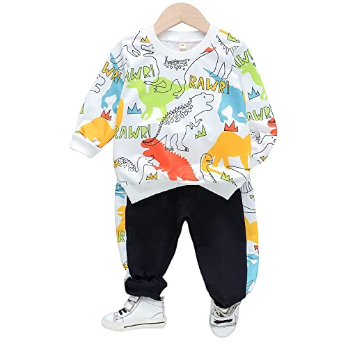 Googo Gaaga Boy's Cotton Printed Sweatshirt With Joggers In White Color Baby Boys Cloth…