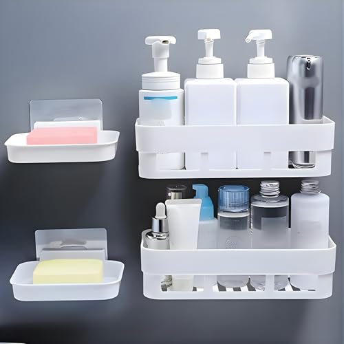 House of vipa Bathroom Shelf Without Drill | Adhesive Bathroom Organizer Wall Shelf | 2…