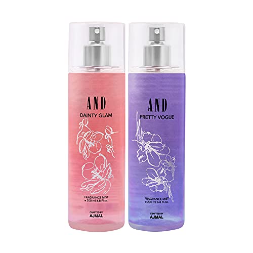 AND Dainty Glam & Pretty Vogue Pack Of 2 Body Mist, 200ml Each Long Lasting Scent Spray…
