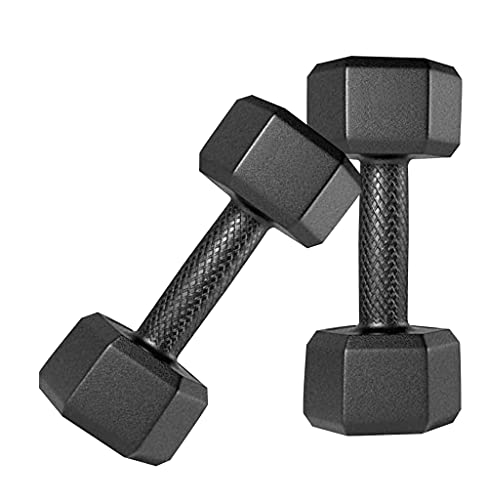 KORE FITNESS PVC Dumbbells Set, 2kg Each, Black, for Men and Women, Whole Body Workout