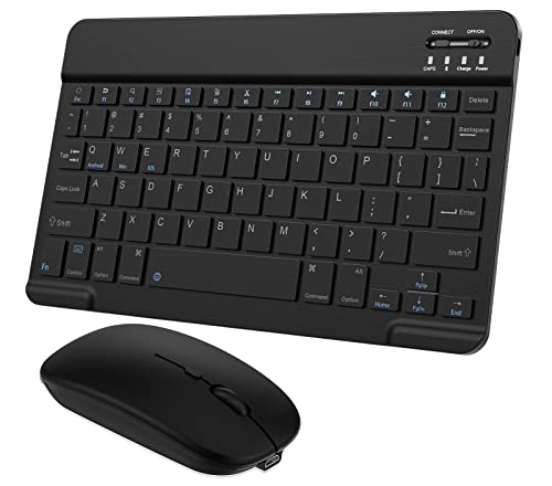 TOHAKATA Ultra-Slim Bluetooth Keyboard and Mouse Combo, Black Portable, Rechargeable, W…