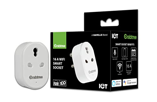 Havells 16 A Wi-Fi Smart Plug (White) with Voice Control & Energy Monitoring — Suitable…