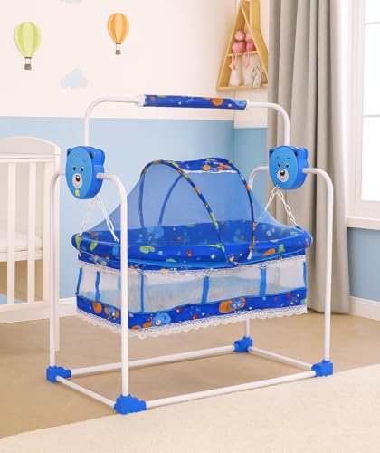 FLIPZON Premium New Born Baby Cradle with Swing & Mosquito Net | 0-13 Months | Wheels |…