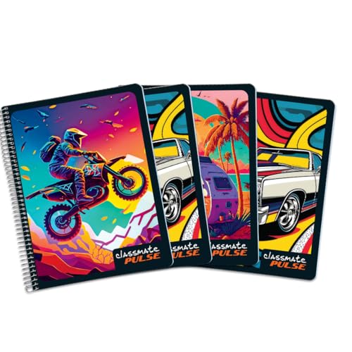 Classmate Pulse Single Subject Spiral Notebook - Pack of 4 | Single Line | 180 Pages |…