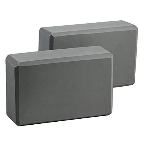 EXERZ Yoga Blocks 2Pcs Gym Bricks High Density Eva Foam (23 X 15 X 7.5 cm, Grey)