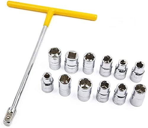 Inditrust 13PCS Vehicle Car T Shaped Handle Wrench Spanner with 8-19mm 1/2 Socket Tool…