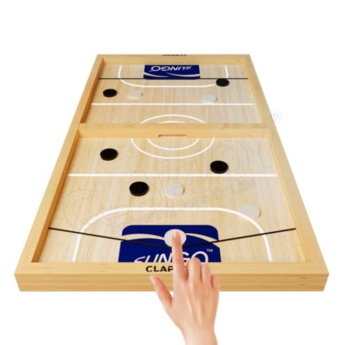 Clapjoy Slingo Fastest Finger First Board Game for Adults & Kids Wooden String Hockey G…