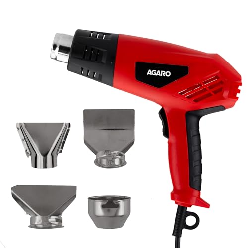 AGARO 2000W Heat Gun Dual Temperature and Air Flow Control with 4 Nozzle Attachments, H…