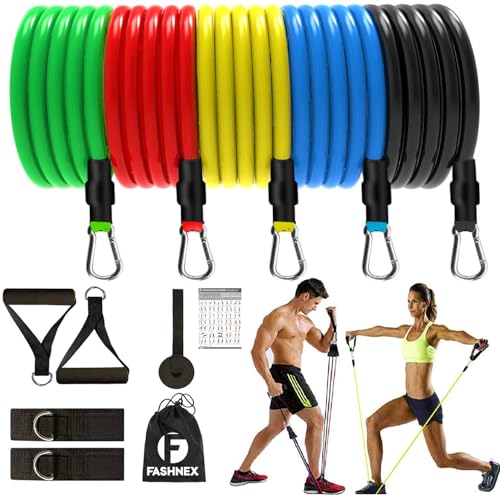 Fashnex Resistance Bands Set for Exercise, Stretching and Workout Toning Tube Kit with…