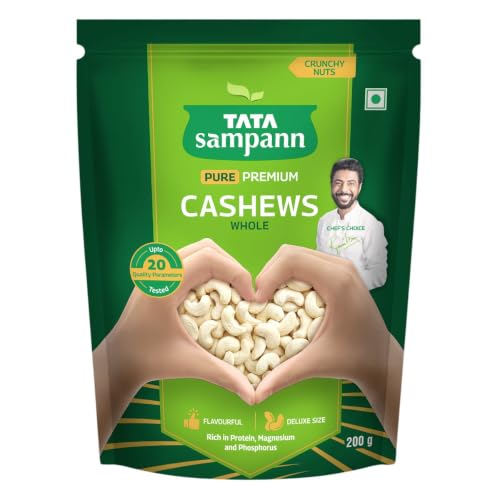 Tata Sampann Pure Cashews Whole, Kaju, 200g, Nutritious & Delicious, Premium Kaju Nuts,…