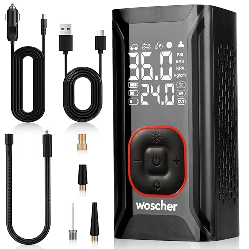 Woscher AirGo 2-in-1 Tyre Inflator for Car and Bike, Air Pump for Car Tyre, 150 PSI Wir…