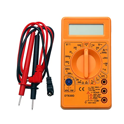 Electronic Spices Small Digital Multimeter, Multipurpose Electric meter Yellow/Red
