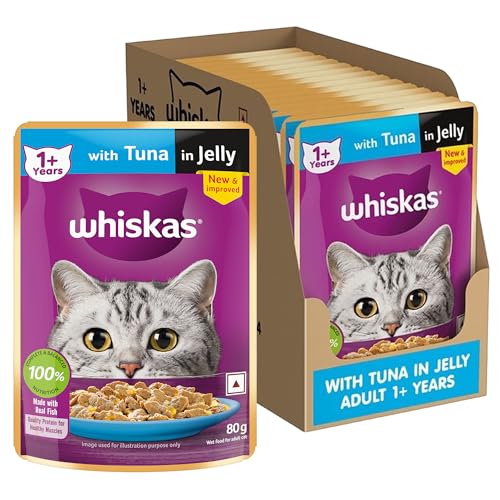 Whiskas Adult (1+ Years) Wet Cat Food, Tuna in Jelly, 80 g (Pack of 14), Hydrating Food…