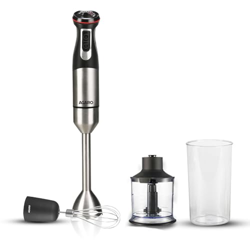 AGARO Grand 1000 Watts Hand Blender With Chopper, Jar & Whisker, 2 Variable Speed Modes…