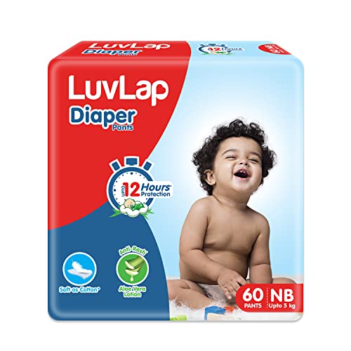 LuvLap Baby Diaper Pants New Born Size (NB), with Aloe Vera Lotion for rash protection,…