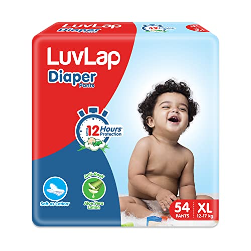 LuvLap Pant Style Baby Diapers, X-Large (XL), 54 Count, For babies of Upto 12-17Kg with…