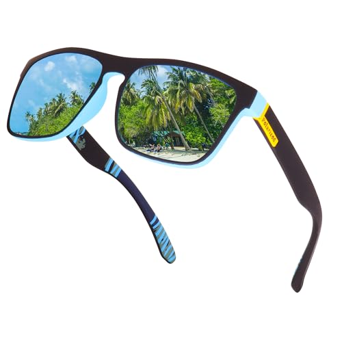 Dervin UV Protected Retro Square Polarized Sunglasses for Men and Women (Blue)